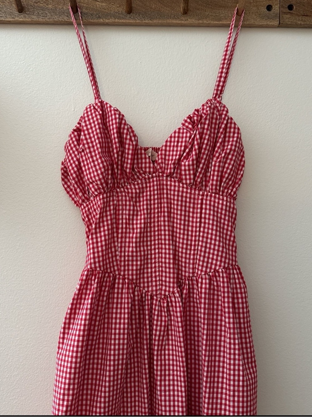 Red Gingham Spaghetti-Strap Sundress